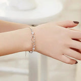 925 Silver Heart-shape Bracelet with Zircon Gemstone