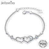 925 Silver Heart-shape Bracelet with Zircon Gemstone
