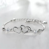 925 Silver Heart-shape Bracelet with Zircon Gemstone
