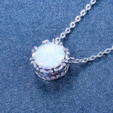 Round Opal Pendant Necklace for Women 925 Sterling Silver Wedding Jewelry