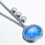 Opal Pendant Necklace 925 Sterling Silver 5A Zircon Wedding Jewelry
