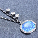 Opal Pendant Necklace 925 Sterling Silver 5A Zircon Wedding Jewelry