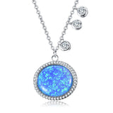 Opal Pendant Necklace 925 Sterling Silver 5A Zircon Wedding Jewelry