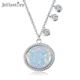 Opal Pendant Necklace 925 Sterling Silver 5A Zircon Wedding Jewelry