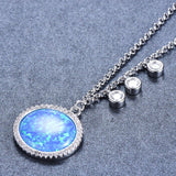 Opal Pendant Necklace 925 Sterling Silver 5A Zircon Wedding Jewelry