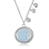 Opal Pendant Necklace 925 Sterling Silver 5A Zircon Wedding Jewelry