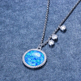 Opal Pendant Necklace 925 Sterling Silver 5A Zircon Wedding Jewelry