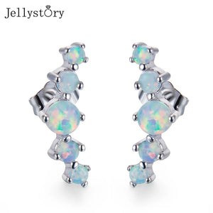 Round Opal Earrings 925 Sterling Silver Wedding Jewelry