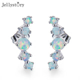 Round Opal Earrings 925 Sterling Silver Wedding Jewelry