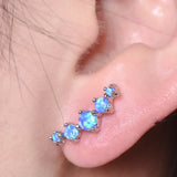 Round Opal Earrings 925 Sterling Silver Wedding Jewelry