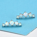 Round Opal Earrings 925 Sterling Silver Wedding Jewelry