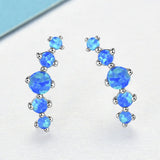 Round Opal Earrings 925 Sterling Silver Wedding Jewelry