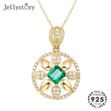 Silver 925 Necklace with Emerald Zircon Pendant