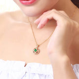 Silver 925 Necklace with Emerald Zircon Pendant