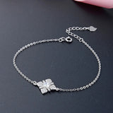 Jellystory Silver Bracelet for Women Flower-shaped Zircon Gemstones