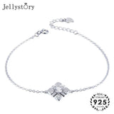 Jellystory Silver Bracelet for Women Flower-shaped Zircon Gemstones