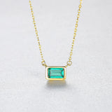 Emerald Necklace 925 Silver Rectangle Pendant Wedding Fine Jewelry