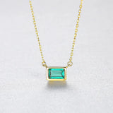 Emerald Necklace 925 Silver Rectangle Pendant Wedding Fine Jewelry