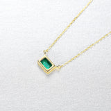 Emerald Necklace 925 Silver Rectangle Pendant Wedding Fine Jewelry