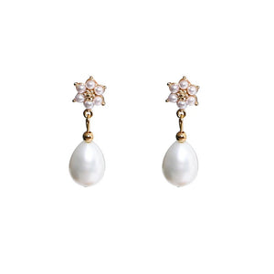 Water Drop Shape Pearl Earrings 925 Sterling Silver Wedding Anniversary Jewelry