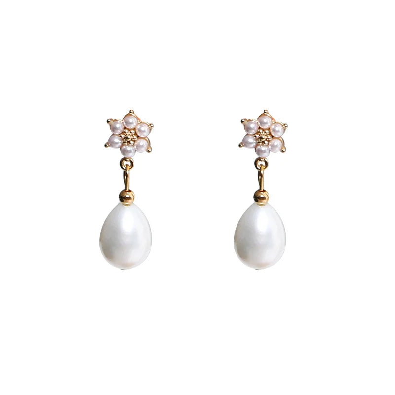 Water Drop Shape Pearl Earrings 925 Sterling Silver Wedding Anniversary Jewelry