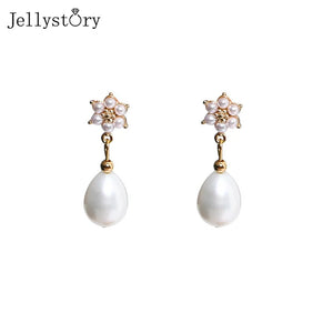 Water Drop Shape Pearl Earrings 925 Sterling Silver Wedding Anniversary Jewelry