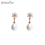 Water Drop Shape Pearl Earrings 925 Sterling Silver Wedding Anniversary Jewelry