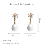 Water Drop Shape Pearl Earrings 925 Sterling Silver Wedding Anniversary Jewelry