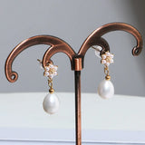 Water Drop Shape Pearl Earrings 925 Sterling Silver Wedding Anniversary Jewelry