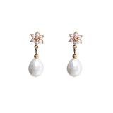 Water Drop Shape Pearl Earrings 925 Sterling Silver Wedding Anniversary Jewelry