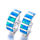 Opal Hoop Earrings 925 Sterling Silver Fine Jewelry