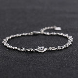 925 Silver Heart Zircon Bracelet - Women's Fashion Jewelry