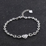 925 Silver Heart Zircon Bracelet - Women's Fashion Jewelry