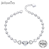925 Silver Heart Zircon Bracelet - Women's Fashion Jewelry