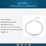 925 Silver Heart Zircon Bracelet - Women's Fashion Jewelry