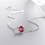 925 Silver Cat Shaped Ruby Gemstone Bracelet for Women