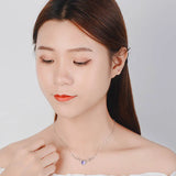 S925 Silver Amethyst Heart Pendant Necklace for Women