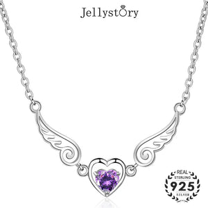 S925 Silver Amethyst Heart Pendant Necklace for Women