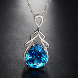 Silver 925 Necklace with Sapphire Zircon Gemstone Pendant