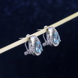 Silver 925 Stud Earrings with Sapphire Gemstones for Women