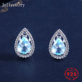 Silver 925 Stud Earrings with Sapphire Gemstones for Women