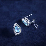 Silver 925 Stud Earrings with Sapphire Gemstones for Women