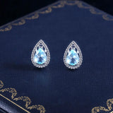 Silver 925 Stud Earrings with Sapphire Gemstones for Women