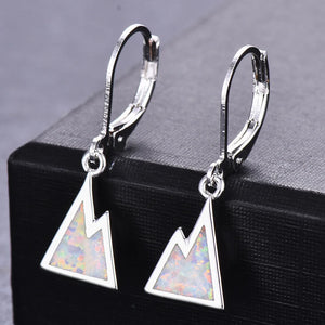 Triangle Opal Drop Earrings 925 Sterling Silver Wedding Anniversary Jewelry