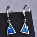Triangle Opal Drop Earrings 925 Sterling Silver Wedding Anniversary Jewelry