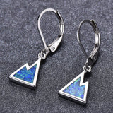Triangle Opal Drop Earrings 925 Sterling Silver Wedding Anniversary Jewelry