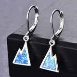 Triangle Opal Drop Earrings 925 Sterling Silver Wedding Anniversary Jewelry