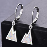 Triangle Opal Drop Earrings 925 Sterling Silver Wedding Anniversary Jewelry