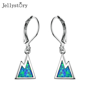 Triangle Opal Drop Earrings 925 Sterling Silver Wedding Anniversary Jewelry