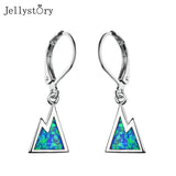 Triangle Opal Drop Earrings 925 Sterling Silver Wedding Anniversary Jewelry